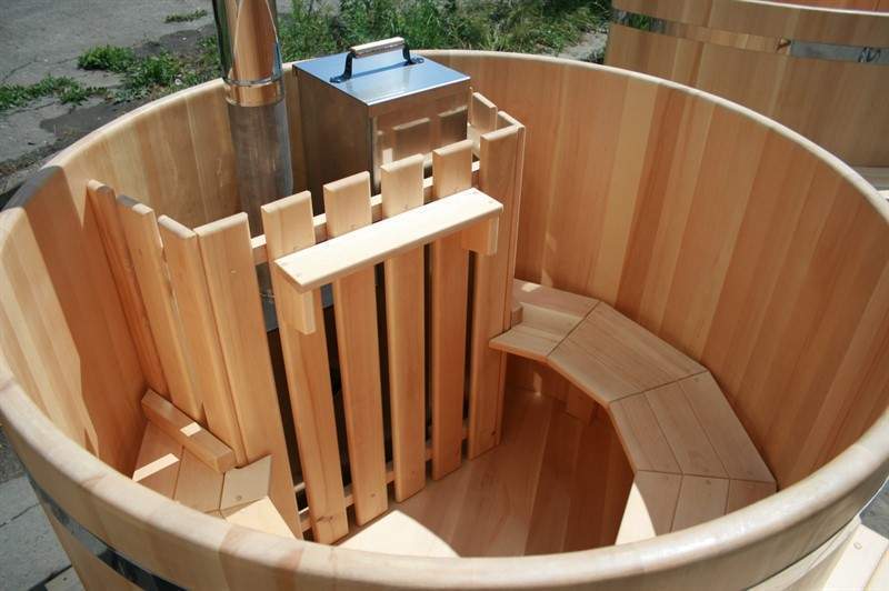Круглая японская баня «Фурако» со встроенной дровяной печью на 2-3 человек, 1200x1500 мм (рис.1)