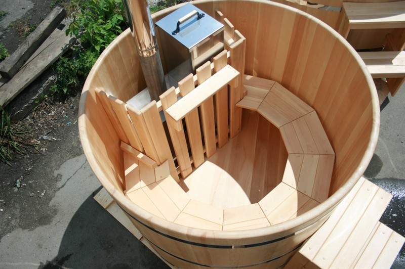 Круглая японская баня «Фурако» со встроенной дровяной печью на 2-3 человек, 1200x1500 мм (рис.8)